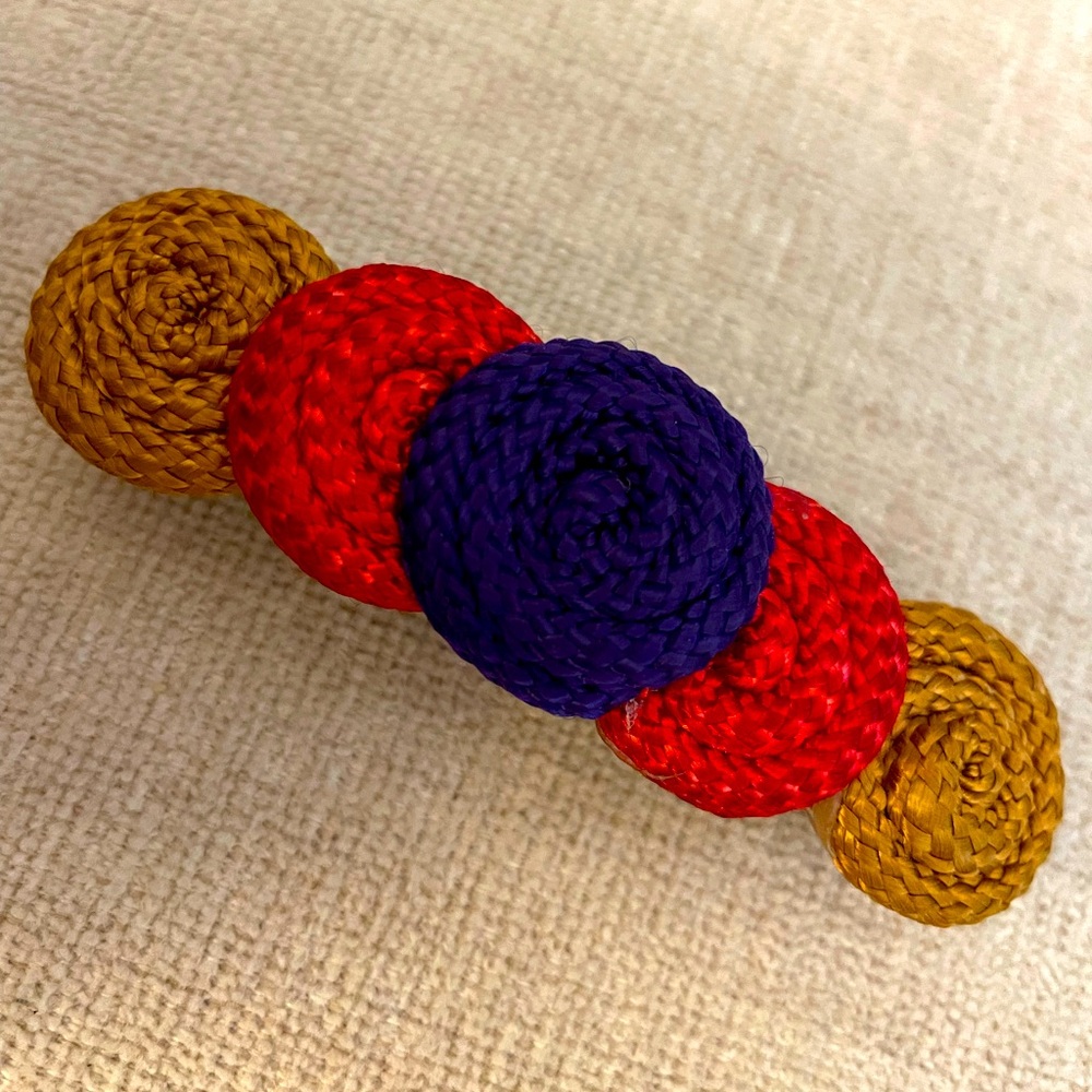 Hair Barrette 3" Rich Violet, Bright Red, & Butterscotch Colors